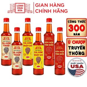 [TẶNG 1 NƯỚC TƯƠNG 125ML] Thùng 6 chai (3 Vị Than - Vàng - Tôm) Nước Mắm Nhỉ Truyền Thống Làng Chài Xưa 525ml/chai nhựa