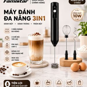 Máy Tạo Bọt Sữa Cầm Tay -Máy Đánh Trứng - trộn bột Mini 3 IN 1