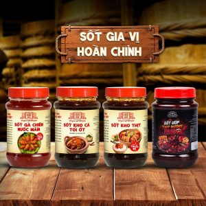 [Combo 4 hủ] Sốt ướp thịt nướng BBQ, sốt kho cá, sốt kho thịt, sốt gà chiên nước mắm Làng Chài Xưa