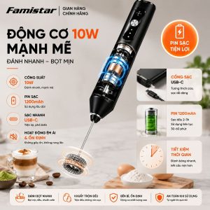 Máy Tạo Bọt Sữa Cầm Tay -Máy Đánh Trứng - trộn bột Mini 3 IN 1
