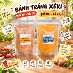 🧄 BÁNH TRÁNG XÈKI MUỐI TỎI PHÔ MAI 200G – THƠM BÉO, ĐẬM VỊ, CÀNG ĂN CÀNG CUỐN