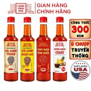 [Combo 4 Chai] Nước Mắm Nhỉ Làng Chài Xưa chai nhựa 525ml Cá Cơm Than, Hiệu Tôm Biển, Cá Cơm Ruột Đỏ, Chay 3in1