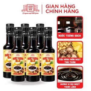 [Tặng nước tương Shiitake 125ml] Combo 6 chai Nước tương 3 trong 1 Làng Chài Xưa từ trái thơm nấm ngọt và đậu nành chai nhựa 250ml