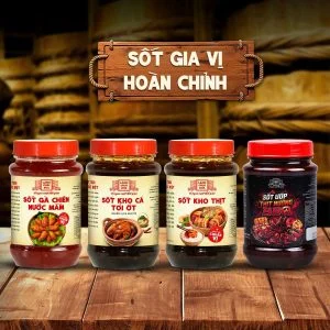 [Combo 4 hủ] Sốt ướp thịt nướng BBQ, sốt kho cá, sốt kho thịt, sốt gà chiên nước mắm Làng Chài Xưa