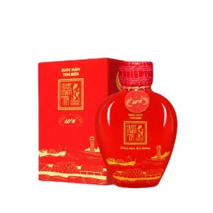[Tặng Sốt trộn gỏi và Nước tương 3in1] Hộp Quà Đậm Đà Tình Thân GỒM 1 Nước Mắm Tĩn Hiệu Tôm Biển 60N 500ml Và 1 Tĩn Cá Cơm Ruột Đỏ 250 ml không chất bảo quản