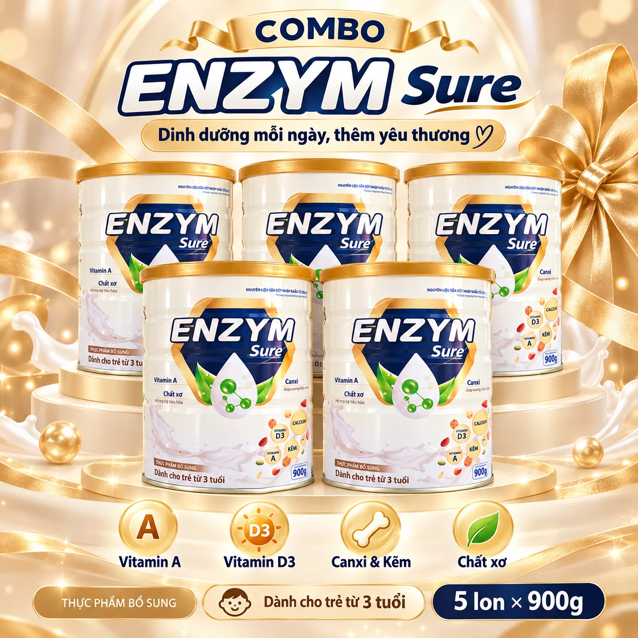 Combo ENZYM Sure 5 lon 900g (3)