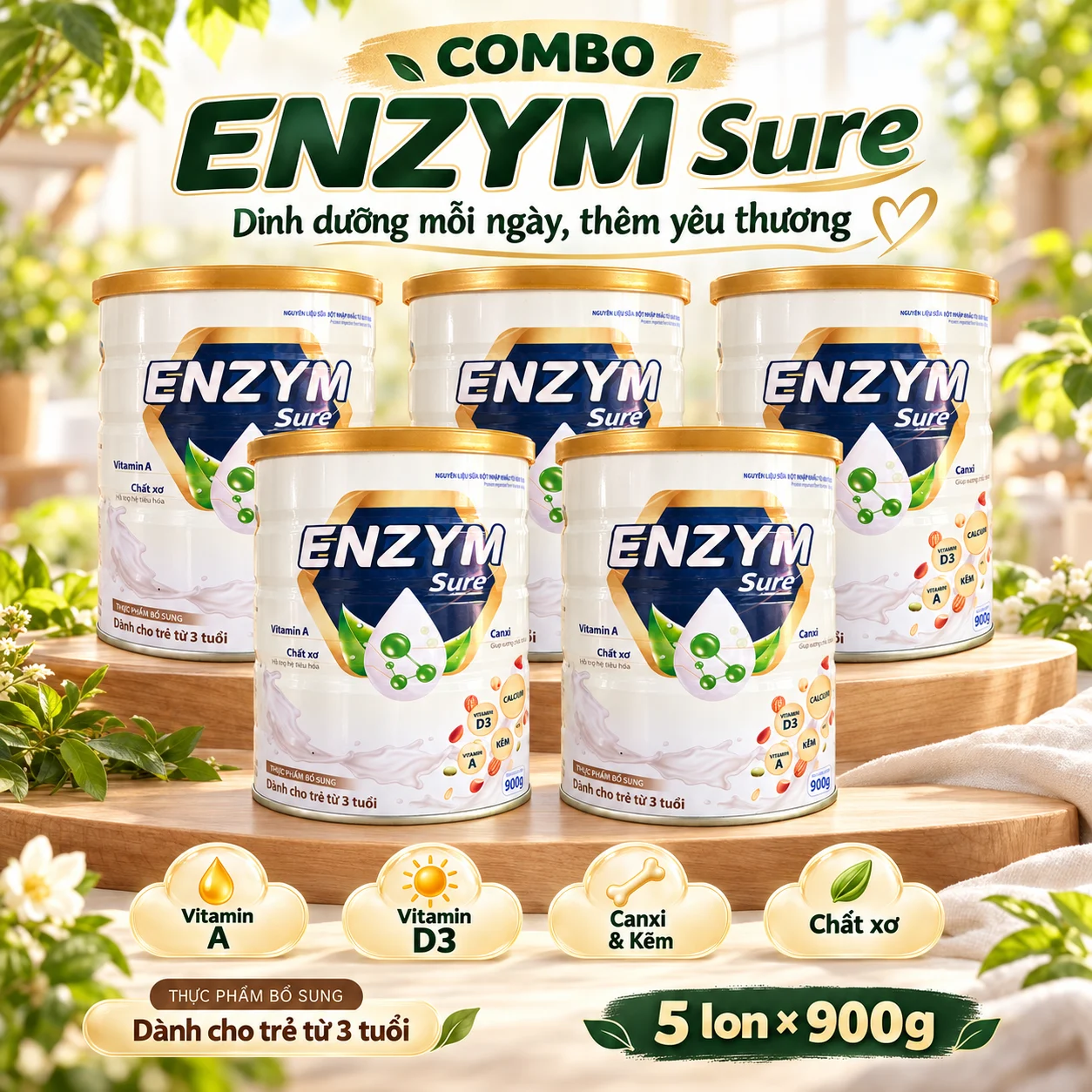 Combo ENZYM Sure 5 lon 900g (1)
