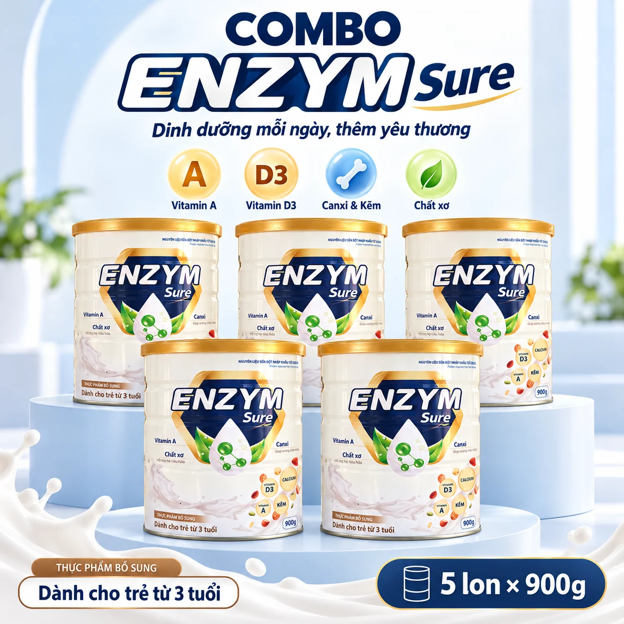 Combo ENZYM Sure 5 lon 900g