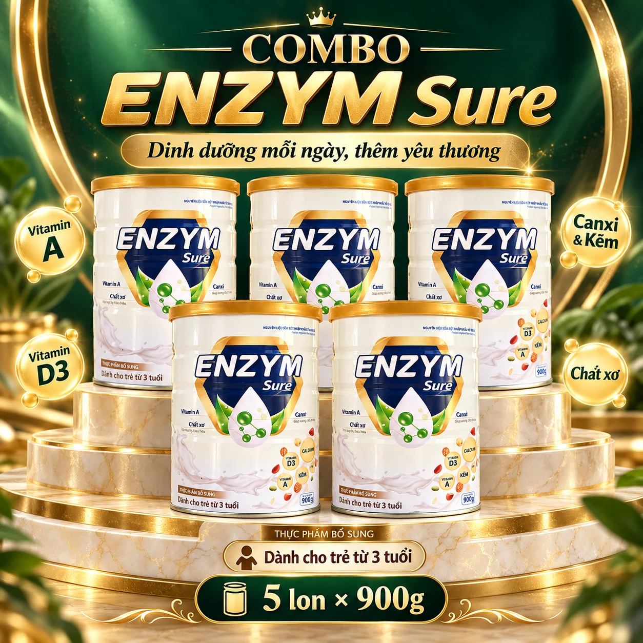 Combo ENZYM Sure 5 lon cao cấp